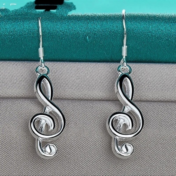 NOT FOR SALE! SILVER musical note earrings treble clef 9.25 silver NWOT - Picture 4 of 8